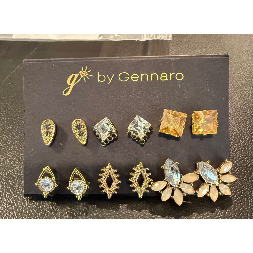 Womens Earring Set Gold Tone Geometric‎ Floral Studs 6 Pairs Event Chic Boho NEW